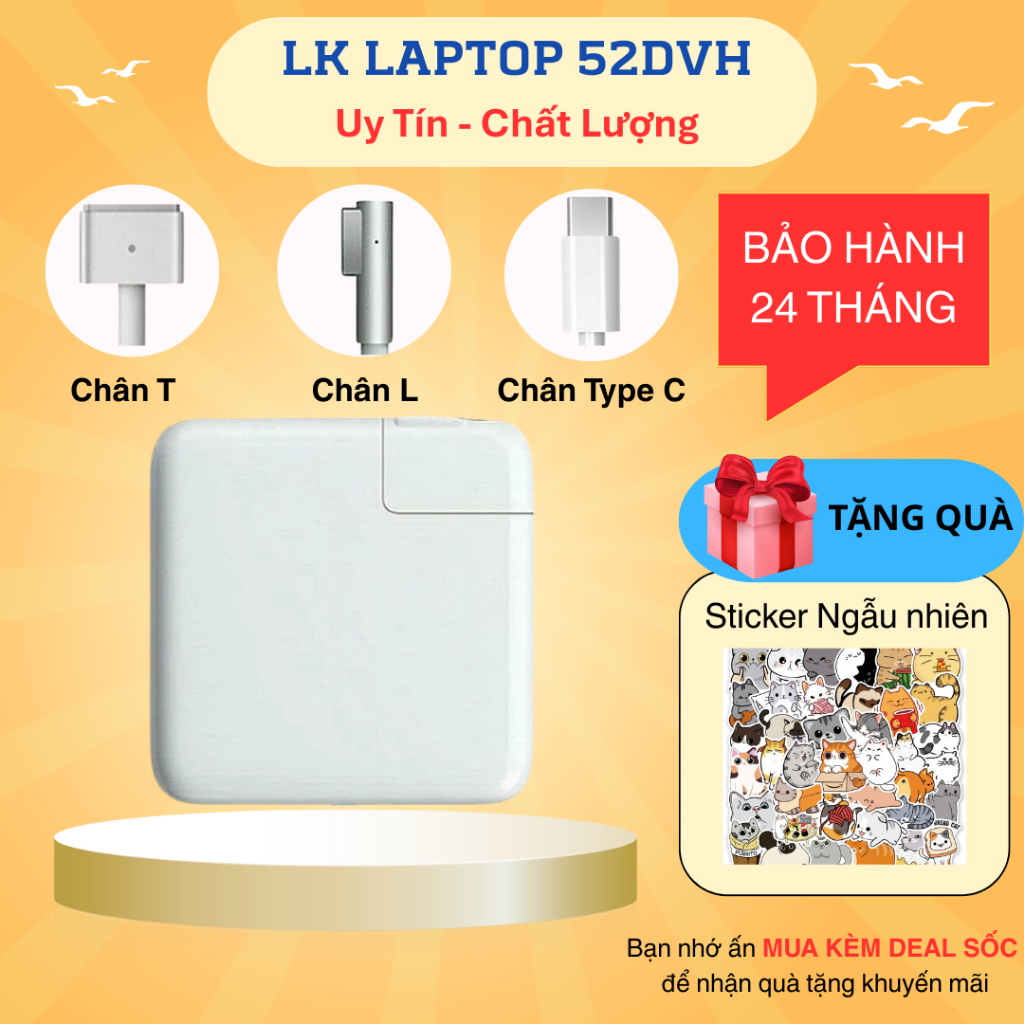 Sạc Laptop Mark.book Pro/Air M1 M2 M3 45W 60W 85W 30W 61W 87W 96W chân T, chân L, type C Zin full box bảo hành 24 tháng