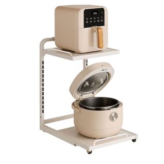 Kệ để nồi cơm điện lò vi sóng nồi chiên 2 tầng WKB28 gia vị tăng giảm chiều cao kèm đế kéo tiện lợi
