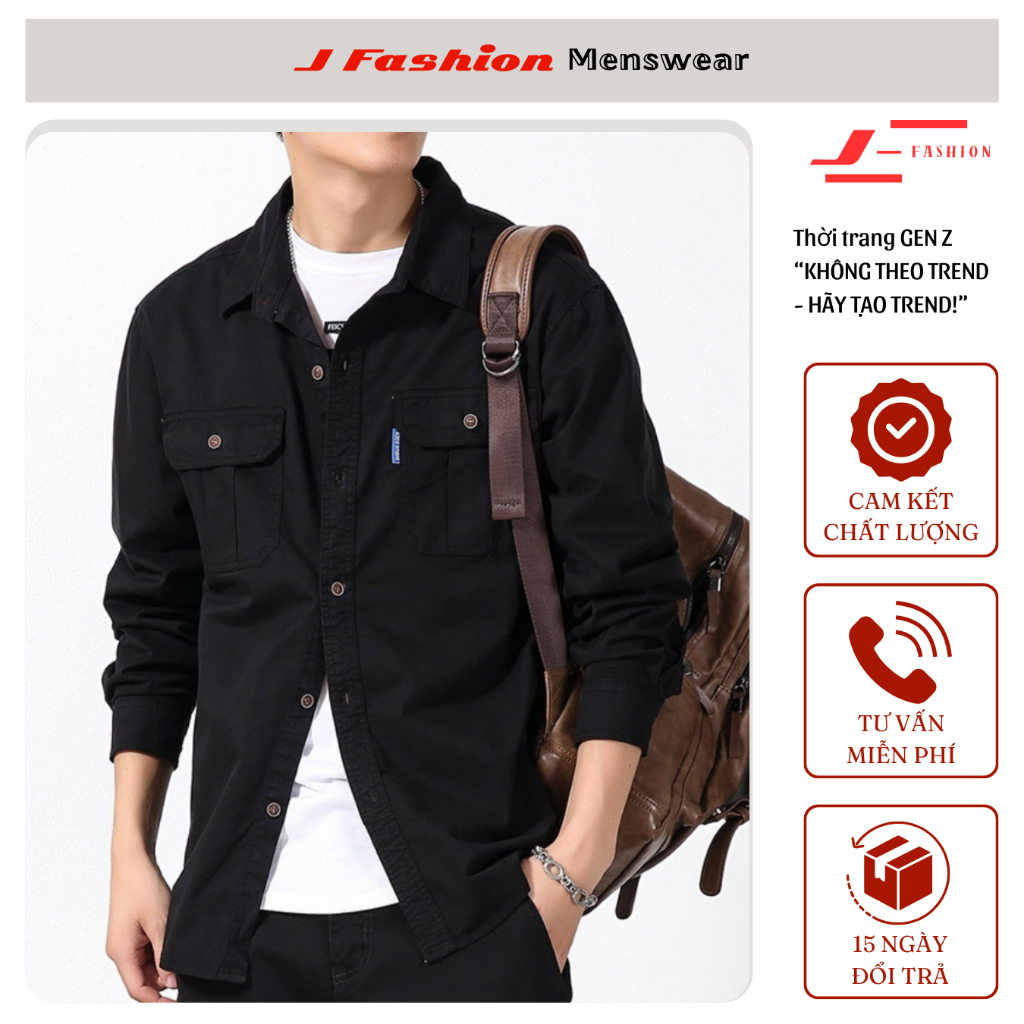 Áo Khoác Jean Unisex Màu Đen Phong Cách Trẻ Trung Chất Vải Jean Dày Dặn J-FASHION