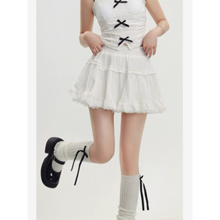  Chân Váy Mixi Ngắn phối ren bèo dễ thương cho Nữ đồ đi biển đồ đi chơi  Women chất Đũi gân  mở 