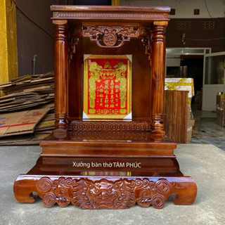 [HÀNG DÀY VÀ NẶNG] Bàn thờ ông địa tủ thờ thần tài gỗ tràm lõi dày nặng cột tròn mâm rồng ôm tiền sinh lộc 48cm 60cm