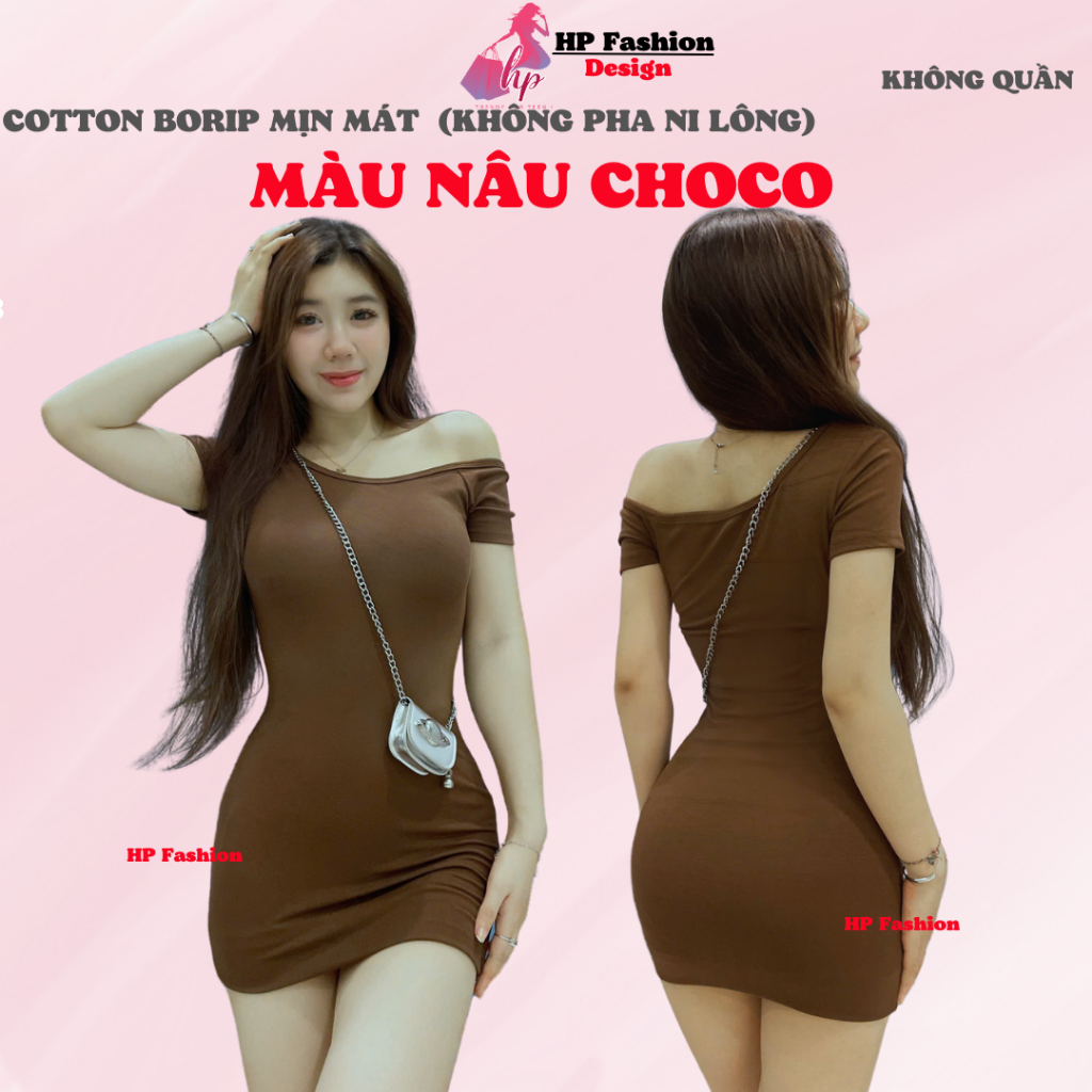 Váy lệch trễ vai body dáng ngắn body không mút, đầm kiểu nữ màu đen nâu sáng da đi tiệc sang chảnh có bigsize HP39 XV | BigBuy360 - bigbuy360.vn