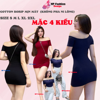 Váy lệch trễ vai body dáng ngắn body không mút, đầm kiểu nữ màu đen nâu sáng da đi tiệc sang chảnh có bigsize HP39 XV