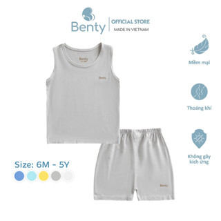 Bộ ba lỗ màu trơn basic BENTY chất liệu mềm mịn thấm hút mồ hôi, quần áo cho bé trai và bé gái