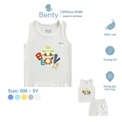 Bộ ba lỗ in hình gấu BENTY BT005 chất liệu mềm mịn, thấm hút mồ hôi tốt, đồ bộ cho bé trai, bé gái