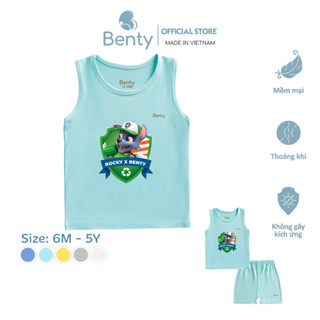 Bộ ba lỗ in chó cứu hộ Paw Patrol BENTY thấm hút mồ hôi tốt, quần áo trẻ em cao cấp chính hãng