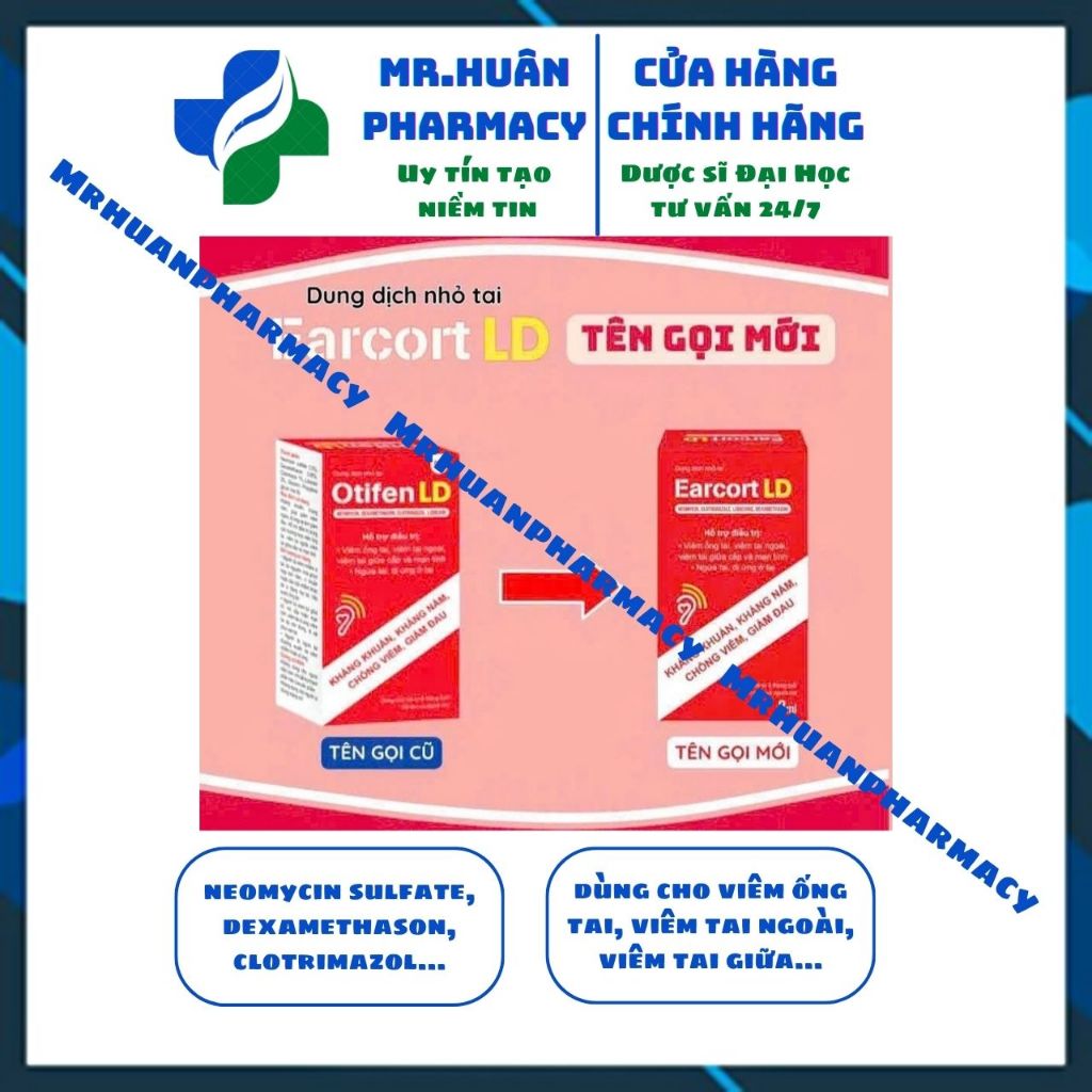 Dung dịch nhỏ tai Otifen LD Earcort LD 8ml - Dùng trong viêm ống tai, viêm tai ngoài, viêm tai giữa