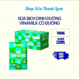 [HSD T1-2026] Thùng 48 Bịch Sữa Dinh Dưỡng Vinamilk Có Đường - 220ml.