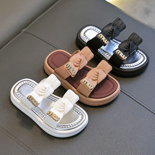 Dép lê nơ miu cho bé gái phom bánh mì tôn chiều cao cho bé cực xinh