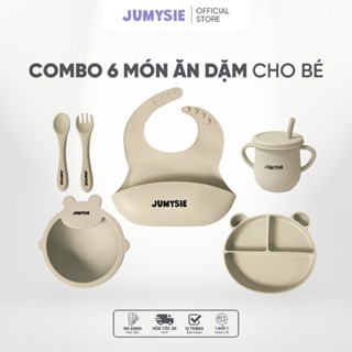 Set Ăn Dặm Silicone Jumysie 6 Món - Khay Chống Đổ, Muỗng Nĩa, Cốc, Yếm, An Toàn, Tiện Lợi, Bền Đẹp