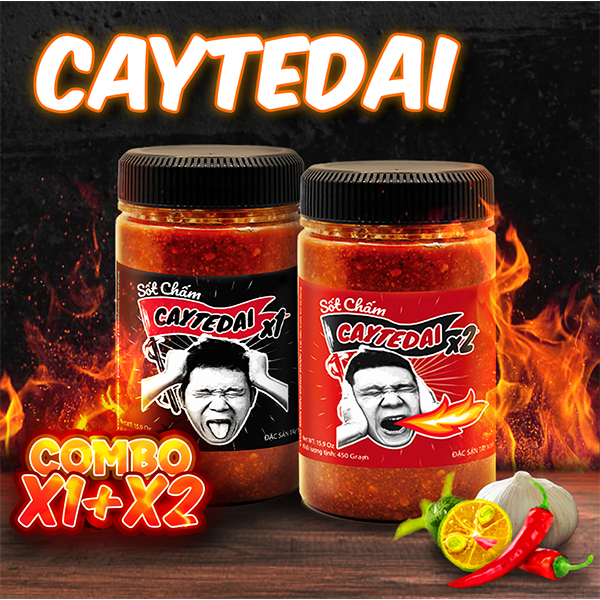 COMBO 2 Hũ Sốt Caytedai x1 CAY VỪA và x2 SIÊU CAY - Lâm Vlog Food - Đặc Sản Tây Ninh