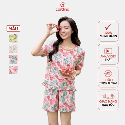 Bộ đồ nữ CARDINA chất lanh thoáng mát, quần  đùi tay cộc gấu bèo thoáng mát 5BLN04