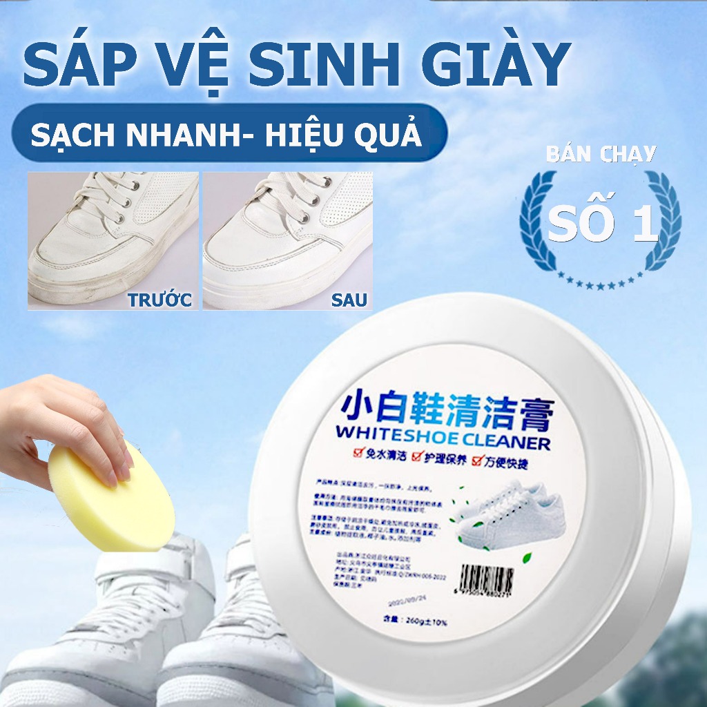 Sáp Vệ Sinh Giày Siêu Sạch 260g Kèm Mút Lau Giày, Làm Sạch Giày Da, Giày Thể Thao, Khử Mùi, Dưỡng Giày - Lucky Mart
