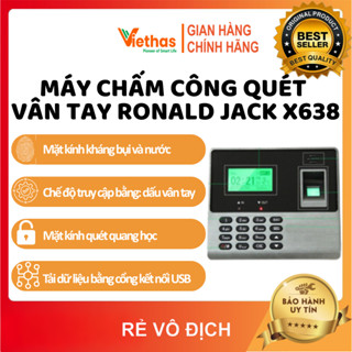 Máy chấm công quét vân tay Ronald Jack X638 Kết nối USB Xuất File Excel Tiện Lợi Dùng Cho Văn Phòng
