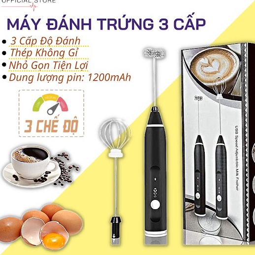 Máy tạo bọt cà phê cầm tay sạc điện 3 cấp độ, que đánh sữa, đánh trứng, tạo bọt cafe sạc usb