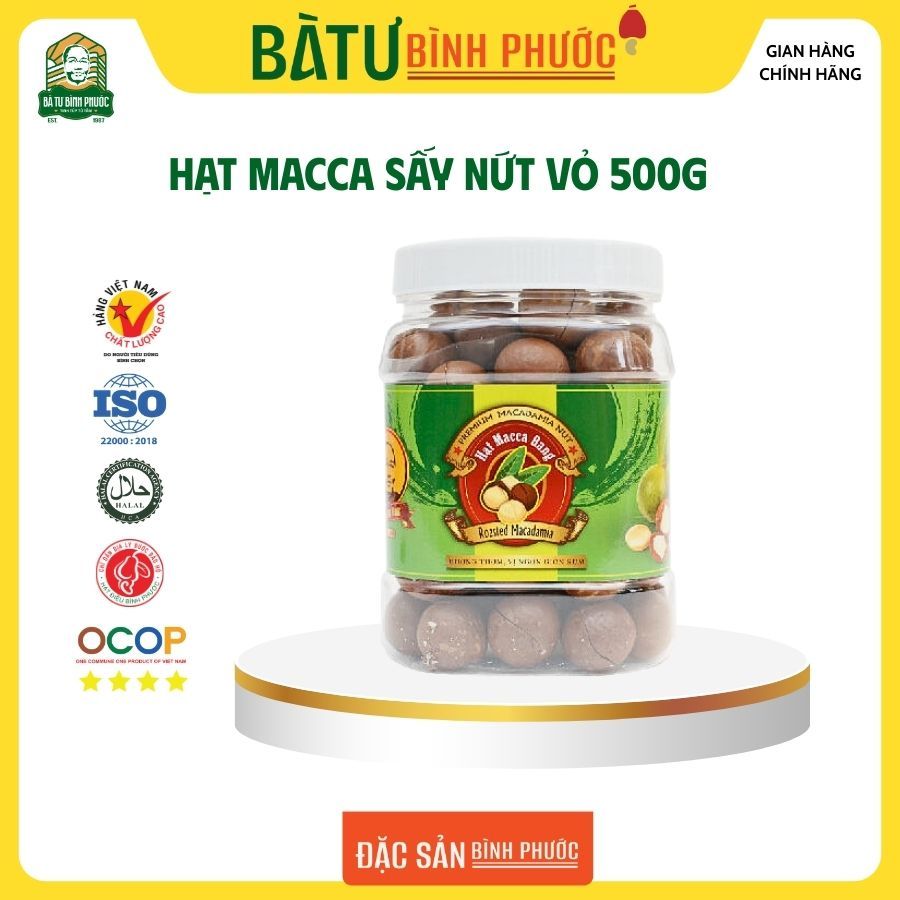 Hạt macca rang nứt vỏ Bà Tư Bình Phước 500Gr