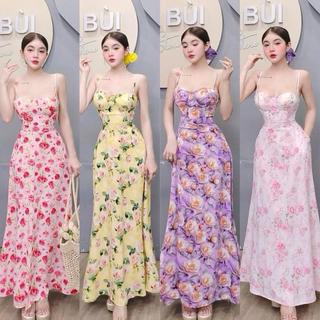 D309 - Đầm Lụa Hoa 2S Xoè Dáng Dài Có Túi Mai Bùi Store..