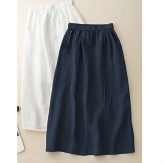 Chân váy dài eo chun công sở trẻ trung - vải Linen bột mềm mát - Form suông dài chùm gót dễ phối đồ - CV04