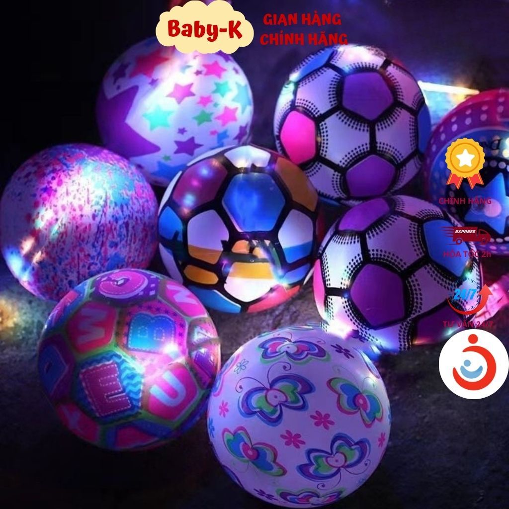 Trái banh silicon dạ quang, bóng bơm hơi phát sáng nhiều màu sắc vui nhộn cho bé