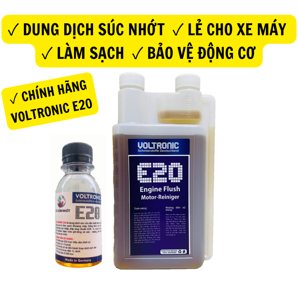 Dung dịch SÚC RỬA ĐỘNG CƠ VOLTRONIC E20 ENGINE FLUSH, Súc Nhớt, Làm Sạch Động Cơ Xe Máy Xe Ô tô