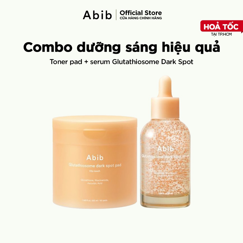 Bộ 2 sản phẩm Abib toner pad và serum dưỡng sáng da Glutathiosome Dark Spot