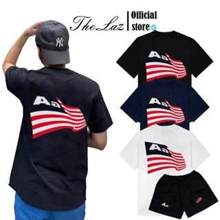 Bộ Áo Quần Aa Stu Thêu Xù Flag Logo - Áo Thun Nam Nữ Unisex, Chất Vải Cotton Dày Mịn THELAZ