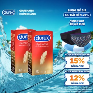  Bộ 2 hộp bao cao su Durex Fetherlite siêu mỏng  size 52.5mm 12 bao hộp  -  New 