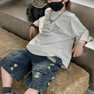 quần ngố jean bé trai túi hộp tạo rách mềm đẹp - Bebekids