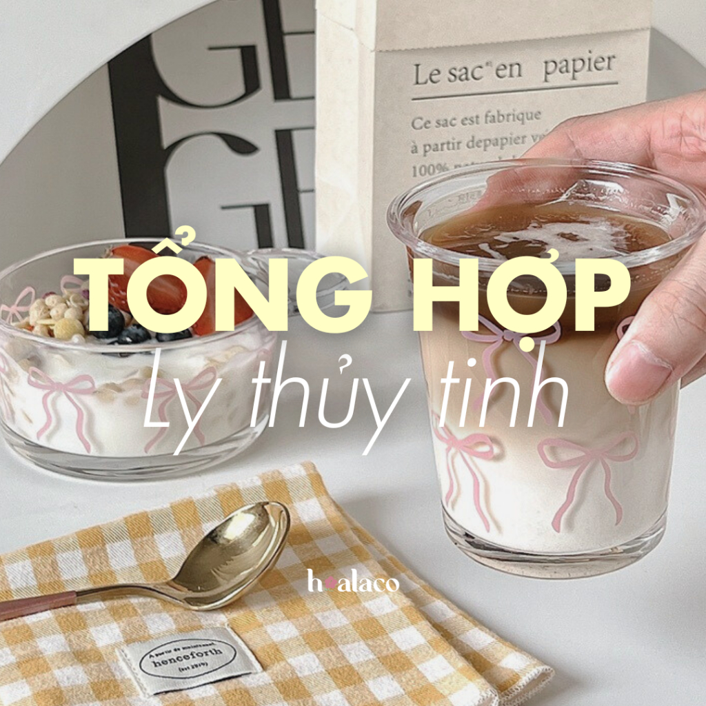 [TỔNG HỢP] Ly thủy tinh, ly có quai, bình thủy tinh kèm ống hút, ly thủy tinh họa tiết làm quà - hoa