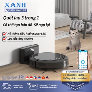 Robot hút bụi lau nhà tự động sạc pin lực hút 5000PA cảm biến thông minh Tự động sạc lại 3 nấc thông minh