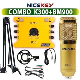  Bộ combo Sound Card K10  Micro Thu Âm Livestream BM 900 Thu Âm Điện Thoại Máy Tính ⚡BH 1 NĂM⚡ 