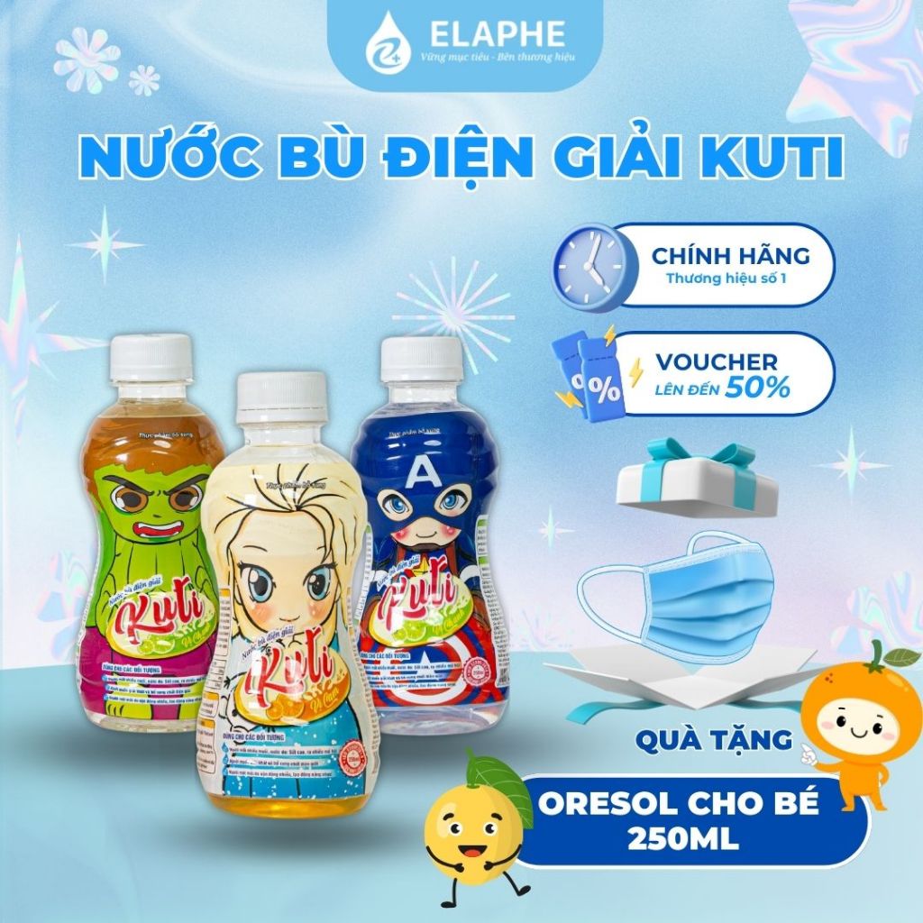 Oresol nước uống bù điện giải KUTI cho bé vị chanh và cam giúp bù nước giải khát giảm mệt mỏi 250ml