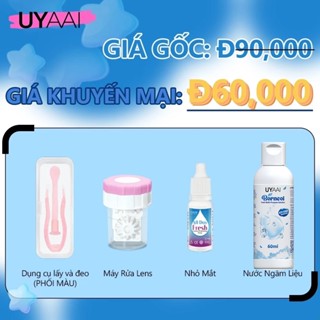 UYAAI 60ml nước ngâm len nước ngâm kính áp tròng+10ml Dành cho mắt nhạy cảm dung dịch nhỏ mắt+máy rửa lens+cái nhíp lens