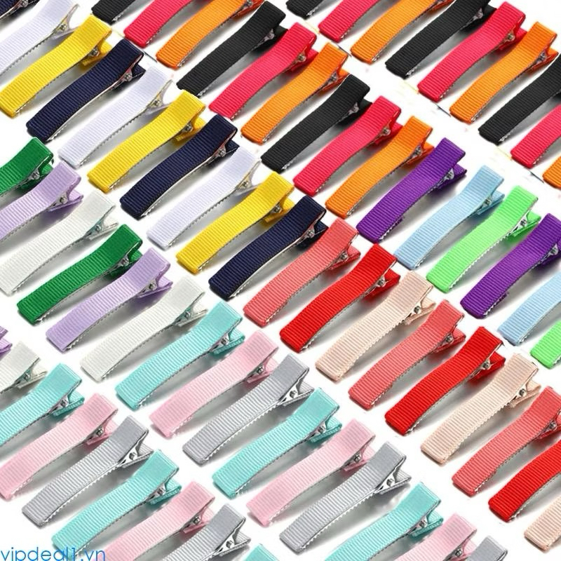 Combo 100 Kẹp 5 cm Mỏ Vịt Bọc Vải , Kẹp Bọc Ruy Băng Gân Nguyên Liệu Làm Đồ Handmade