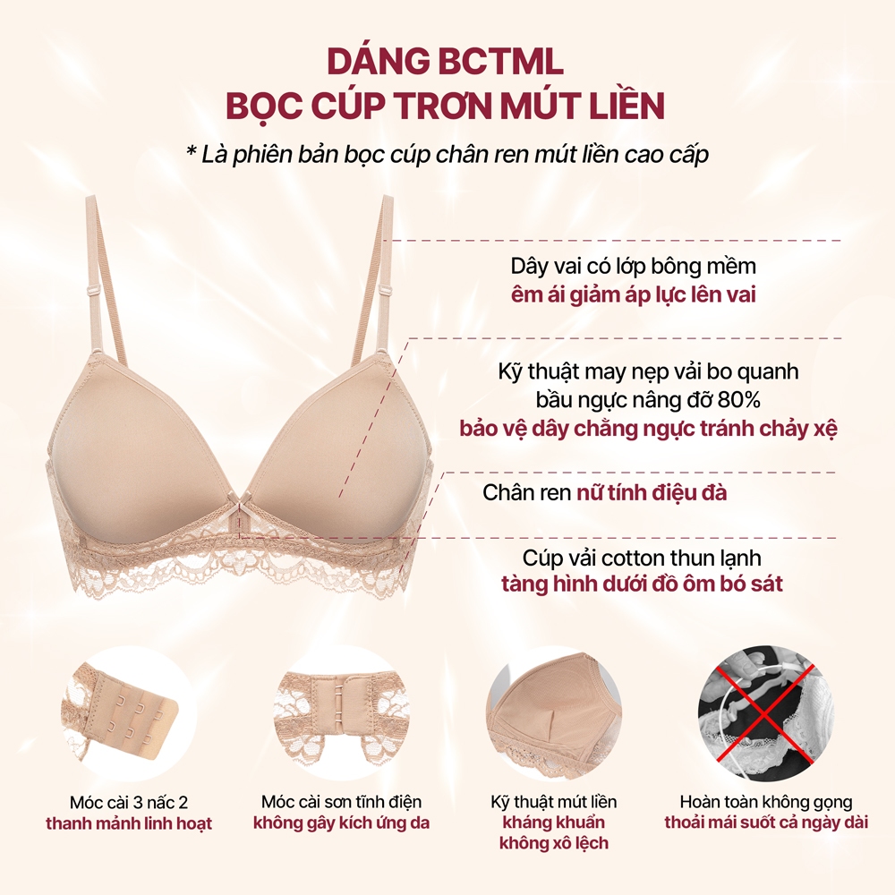 Áo ngực nữ không gọng trơn mút mỏng phối ren LOC | BigBuy360 - bigbuy360.vn