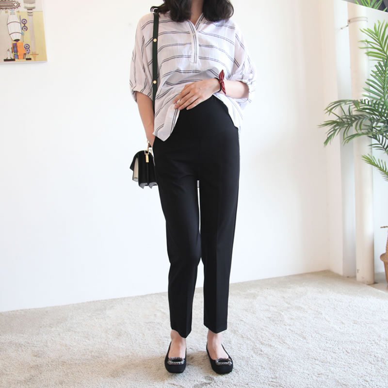 Quần baggy bầu, quần bầu công sở, quần baggy đen có thiết kế đáp bụng cho mẹ bầu [ĐẦM BẦU HÀN QUỐC]