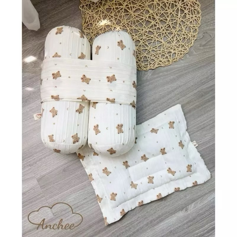 Bộ gối chặn sơ sinh Anchee chất đũi mềm mại cho bé