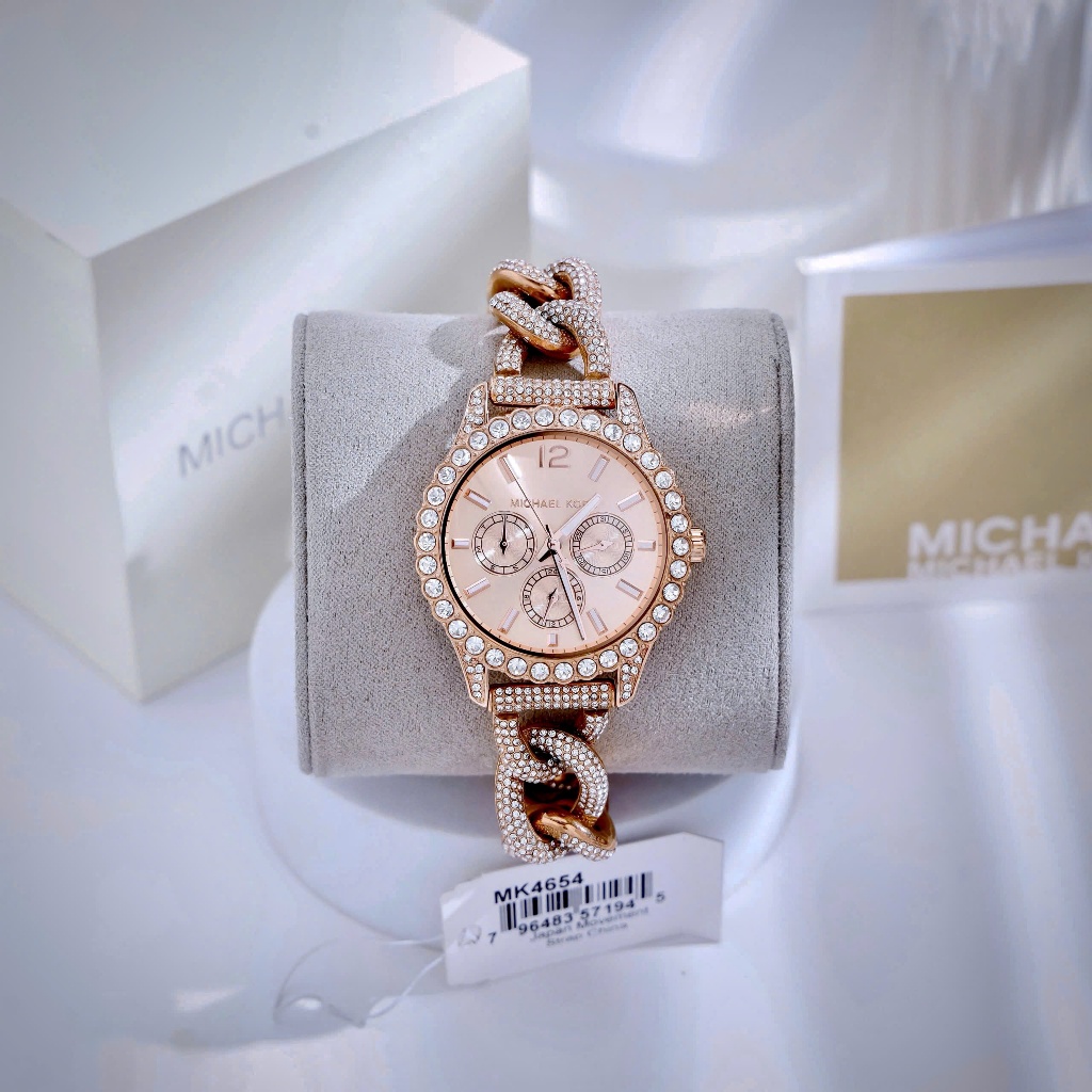 Đồng hồ nữ MICHAEL K0RS 𝐌𝐊𝟒𝟔𝟓4 Layton Pavé Rose Watch 39mm MSP: 101512 , Authentic, Full box, Luxury
