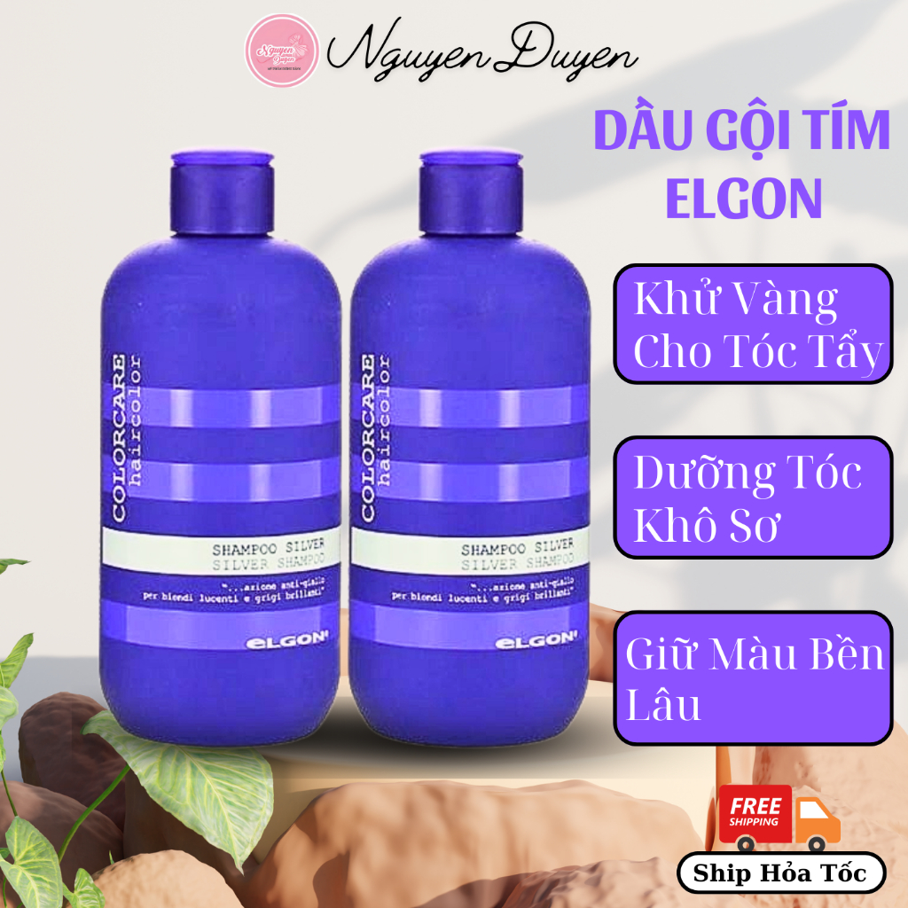 Dầu gội tím Elgon, dầu gội khử vàng và giữ màu dành cho tóc tẩy nhuộm màu thời trang | nguyenduyenda