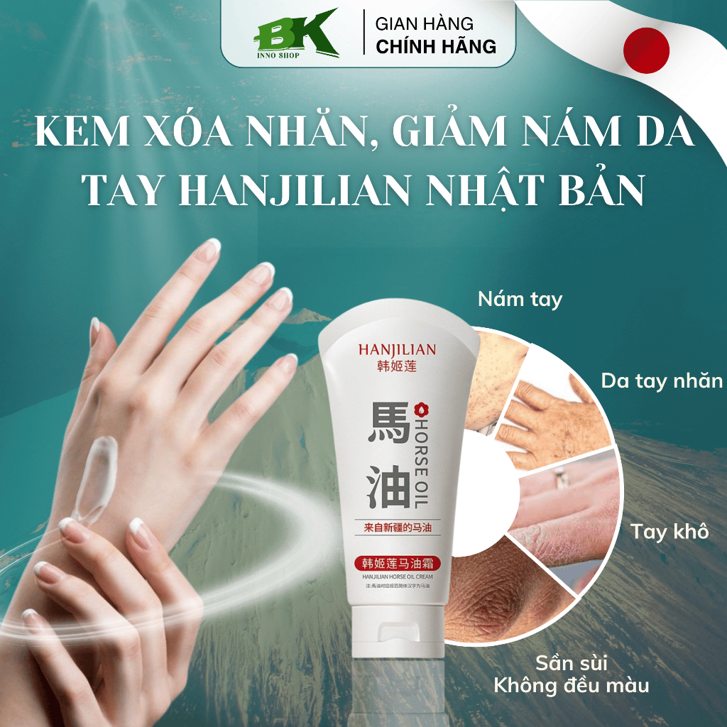 KEM DƯỠNG TAY HANJILIAN CAO CẤP 80GR - Kem Giúp Xoá Nết Nhăn Tay Hiệu Quả, Da Tay Mịn Màng, Trắng Sáng, Loại Bỏ Nám Da