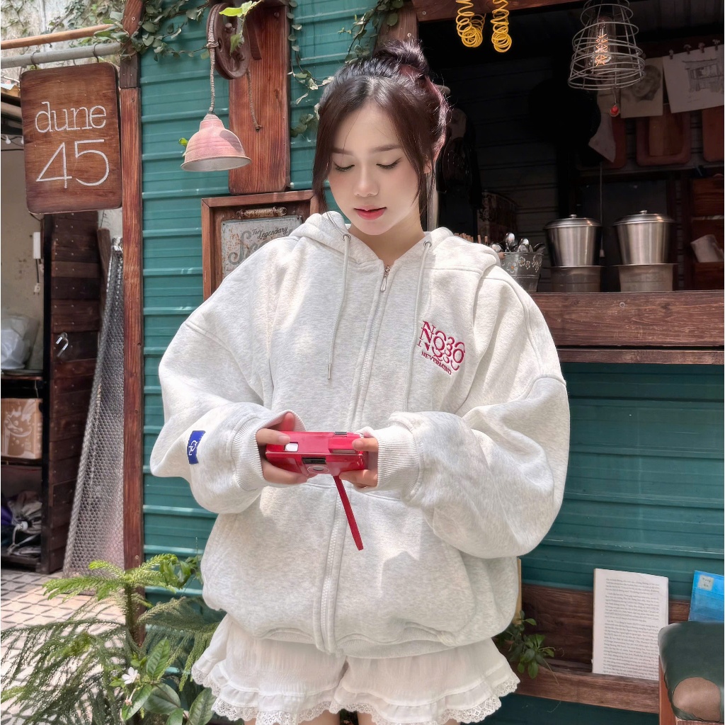 Áo Khoác Hoodie Zip Nỉ Cotton Thêu Xù NQ30 MISO  Form Boxy Nam Nữ Unisex | BigBuy360 - bigbuy360.vn
