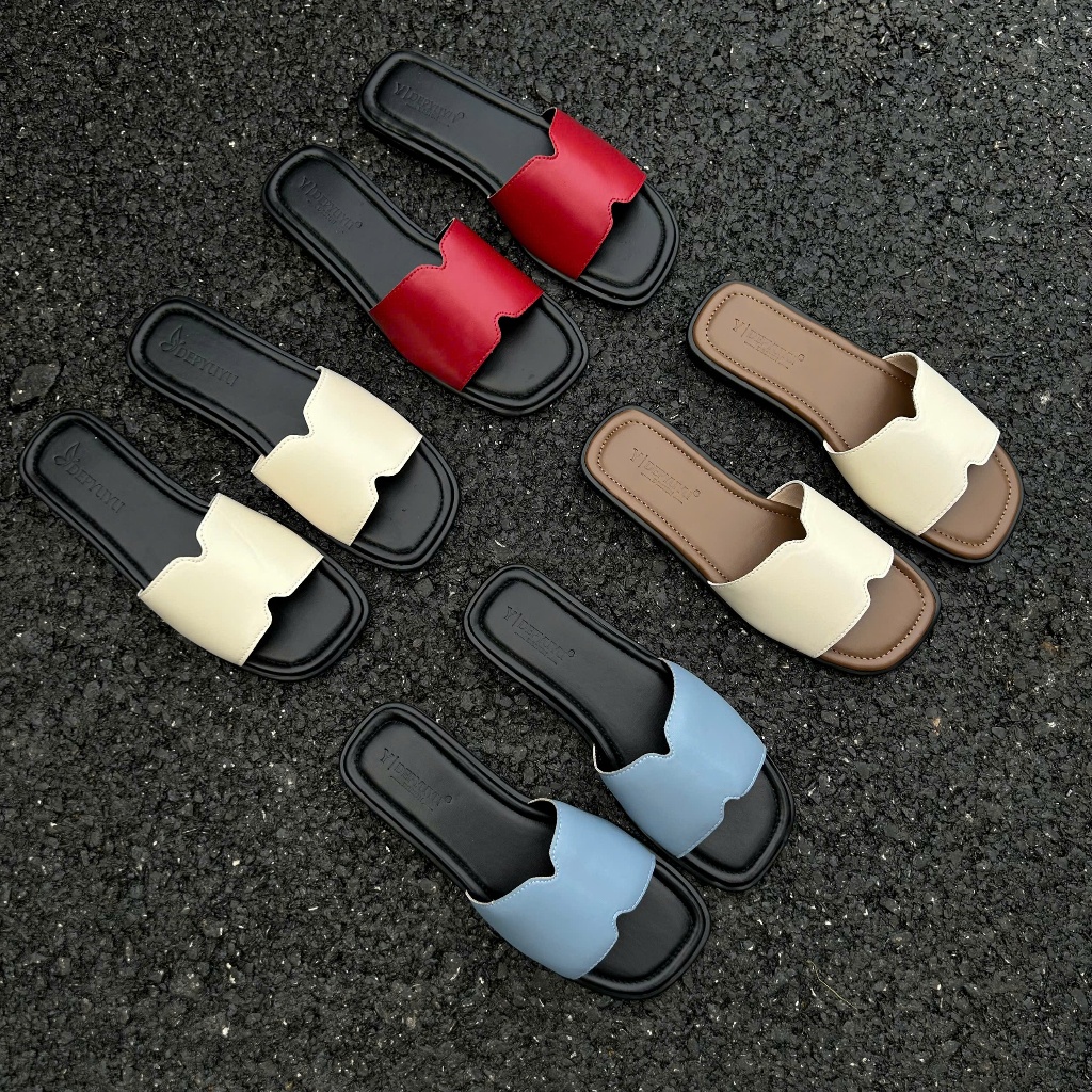 Dép nữ đế bệt quai da chữ H đi êm chân