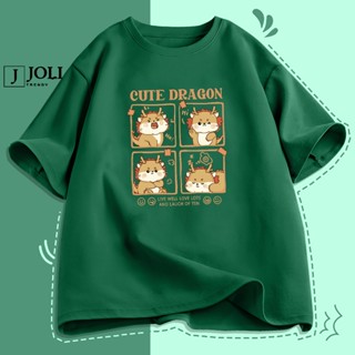 Áo Thun Nam Nữ Unisex Tay Lỡ By JOLI Mã TN Cute Dragon In Hình Chất Cotton Form Rộng Phong Cách Ulzzang J Joli Trendy