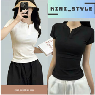 Áo thun cổ trụ tàu form ôm - áo baby tee cổ trụ ôm body chất liệu thun bo gân co giãn ACTRU-04.