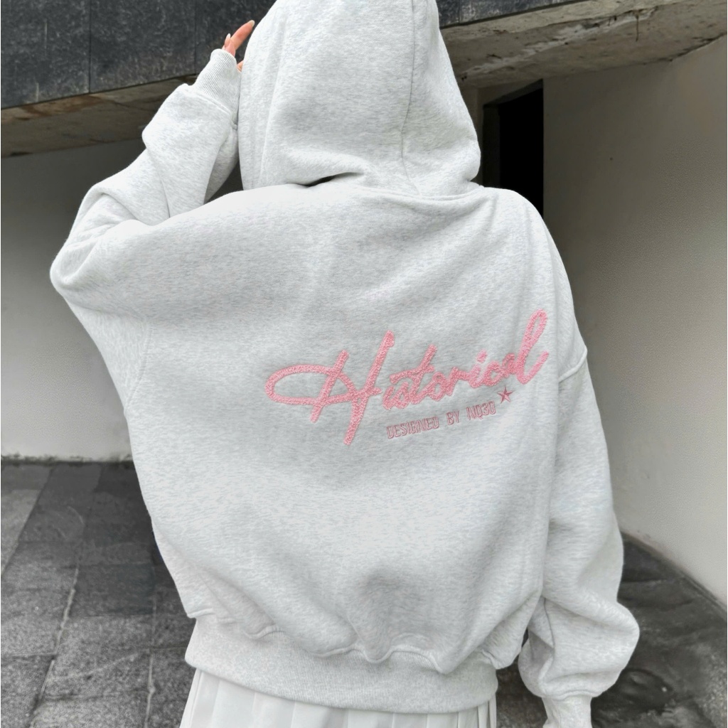 Áo Khoác Hoodie Zip Nỉ Cotton Thêu Xù NQ30 HISTORICAL Form Boxy Nam Nữ Unisex | BigBuy360 - bigbuy360.vn