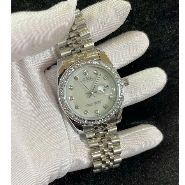 Đồng hồ Rolex nam - viền đá daimond cao cấp, dây kim loại đúc nguyên khối không bay màu, thời trang sang trọng, quý phái | BigBuy360 - bigbuy360.vn