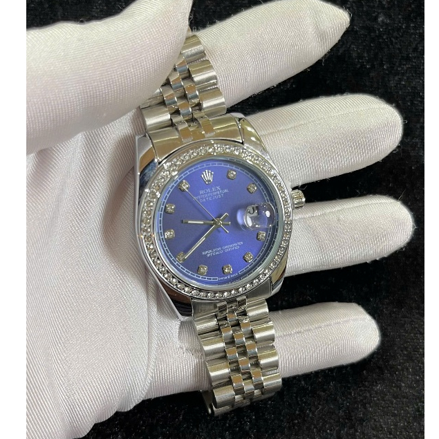 Đồng hồ Rolex nam - viền đá daimond cao cấp, dây kim loại đúc nguyên khối không bay màu, thời trang sang trọng, quý phái | BigBuy360 - bigbuy360.vn