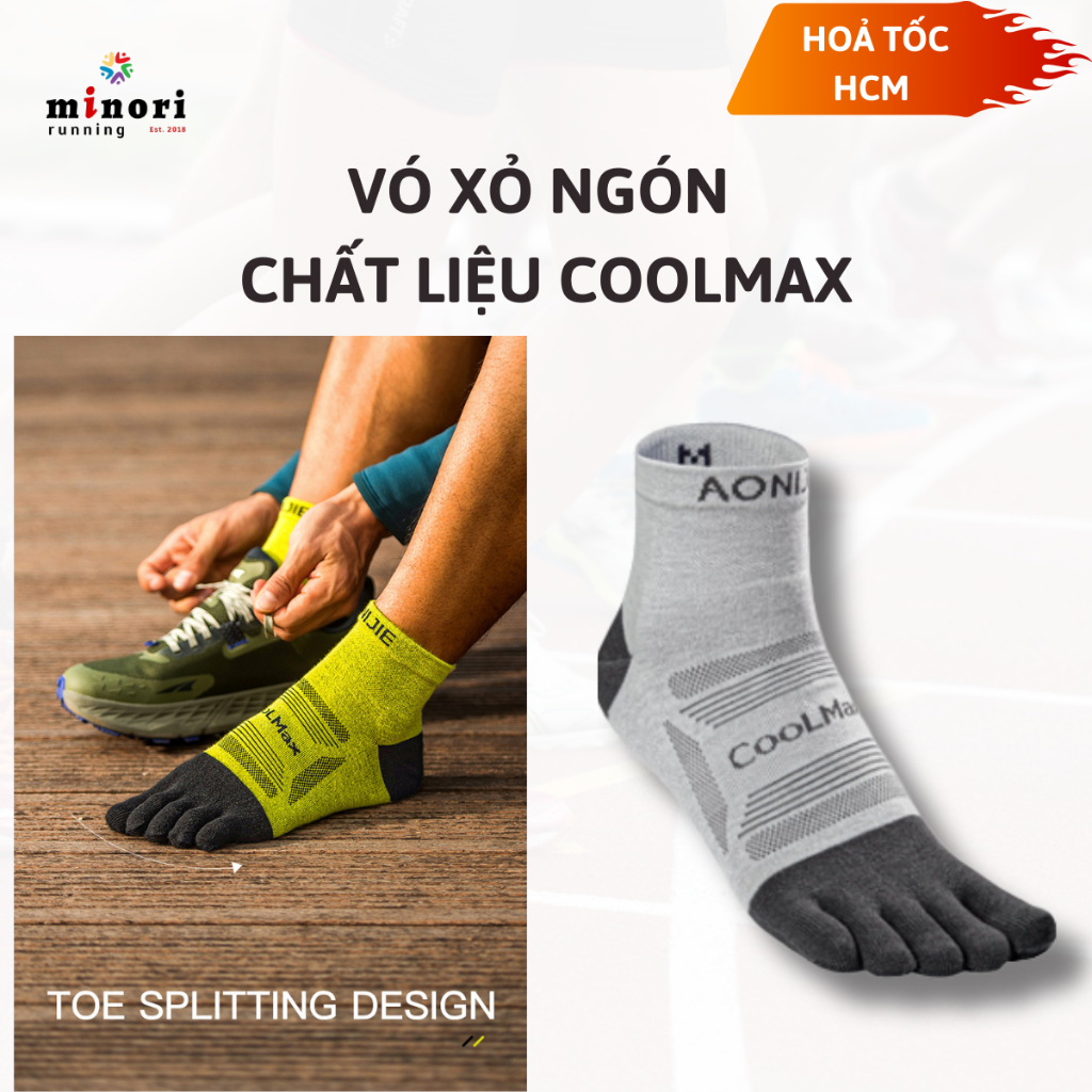 Vớ thể thao Xỏ Ngón AONIJIE E4840 Unisex Tất Marathon dành cho chạy bộ đạp xe leo núi Minori Store