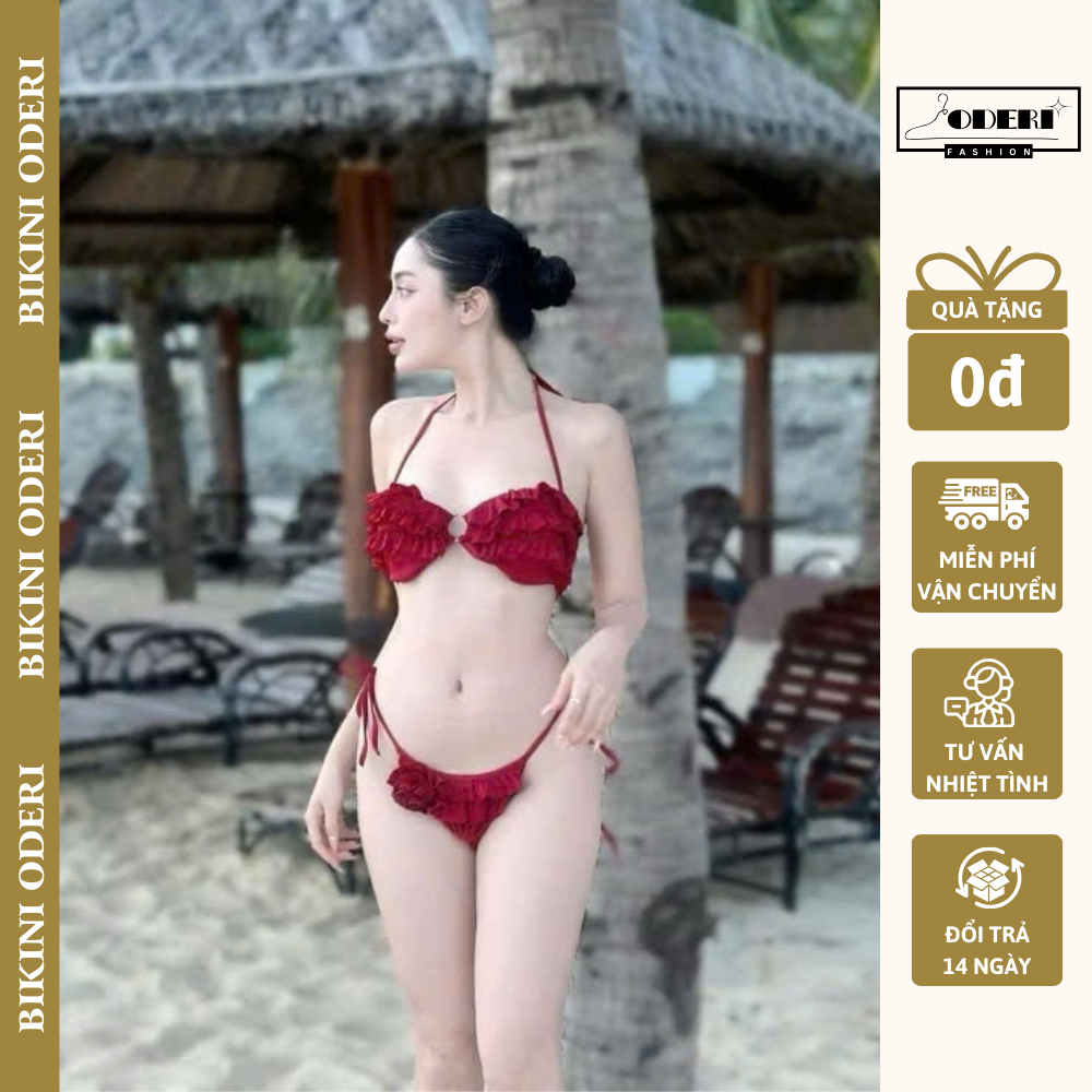 Bộ đồ  bơi 2 mảnh , Bikini đi biển bèo đính hoa quyến rũ khoe trọn số đo 3 vòng ODERI | BigBuy360 - bigbuy360.vn
