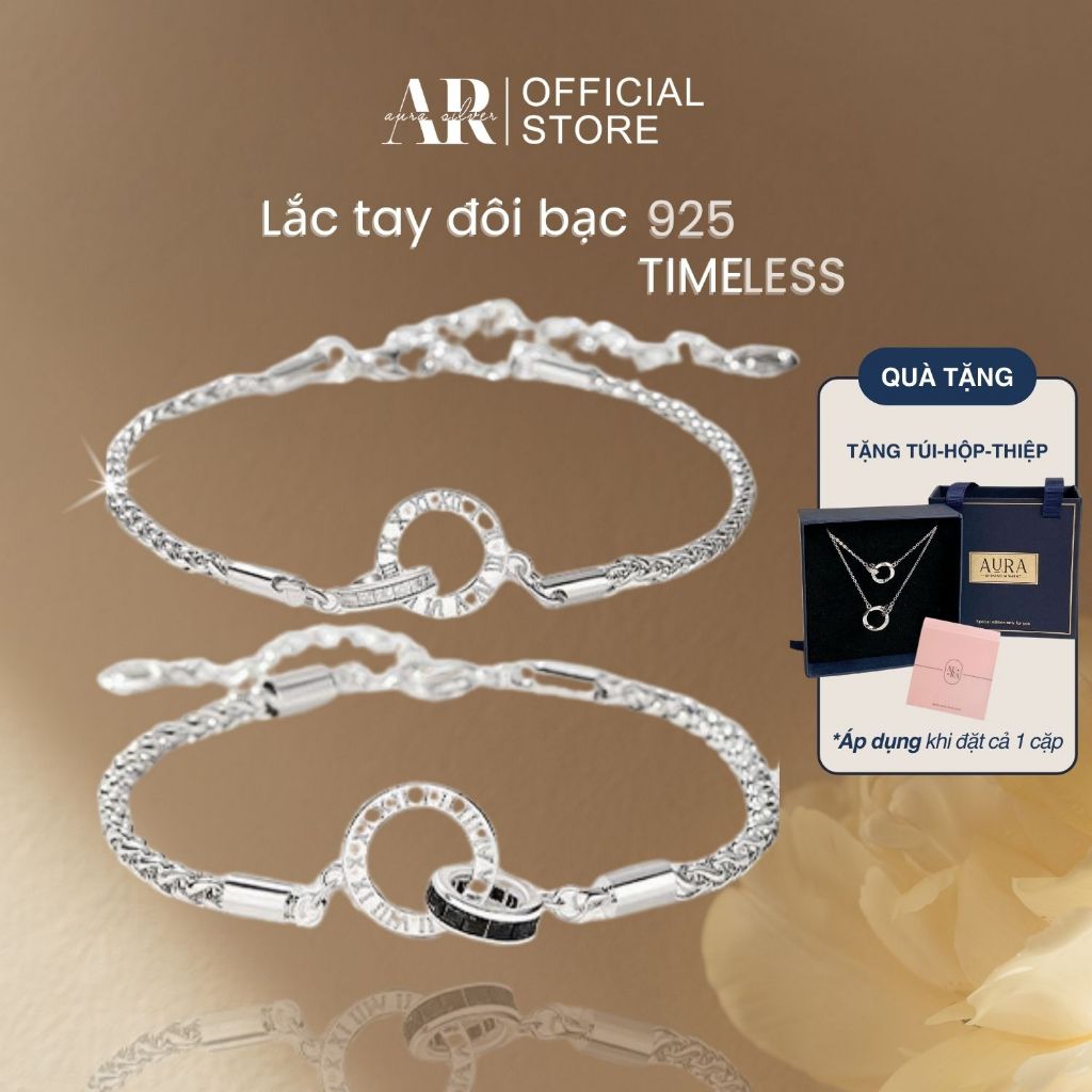  Vòng tay đôi nam nữ Timeless bạc 925 lắc tay cặp tình yêu Aura Silver-LD13 